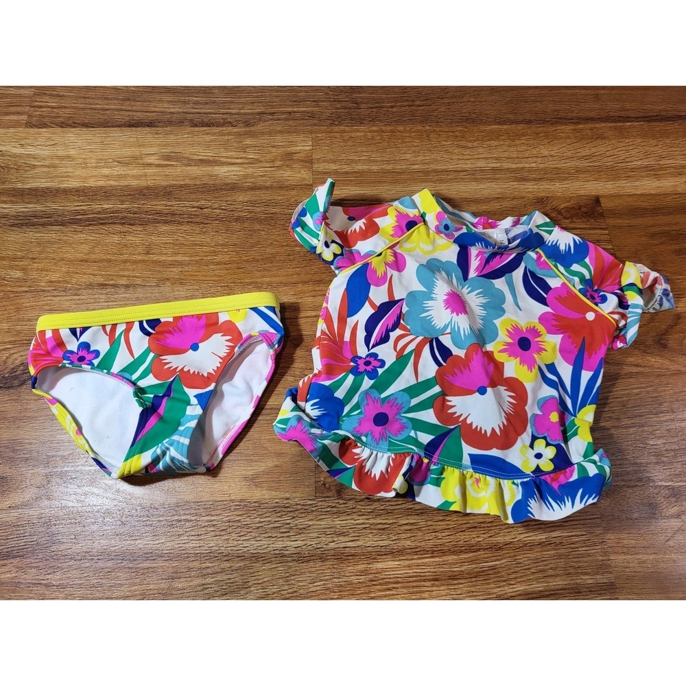 Mini Boden Size 2-3 2 Piece Bathingsuit Rash‎ Guard Floral Read